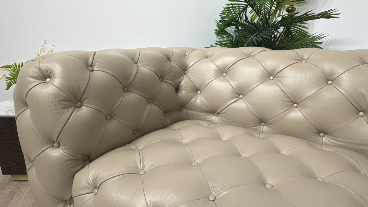 Sofology Venezia Leather Loveseat in Trusty Embossed Stone