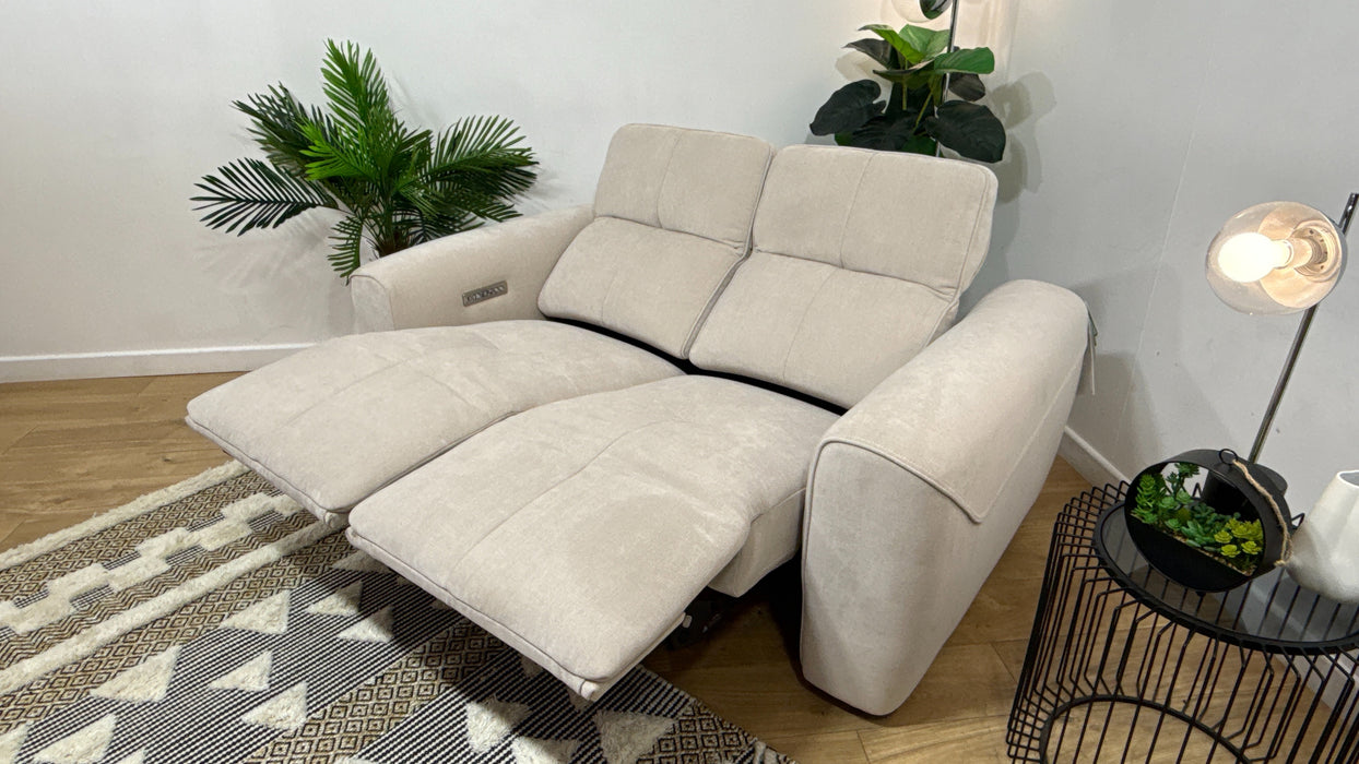 Sofology Riviera Fabric 2 Seater Power Recliner/Headrest in Relaxed Chenille Cotton