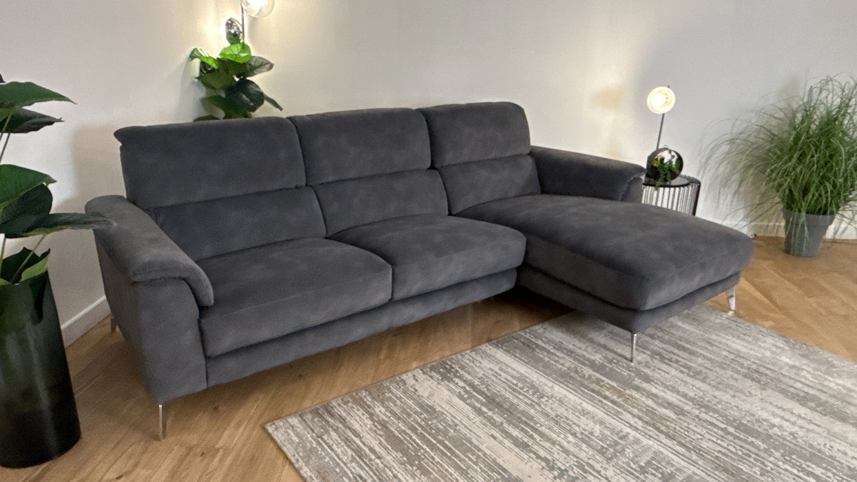 Sofology Illinois Fabric 3 Seater Chaise in Lifestyle Mottled Charcoal