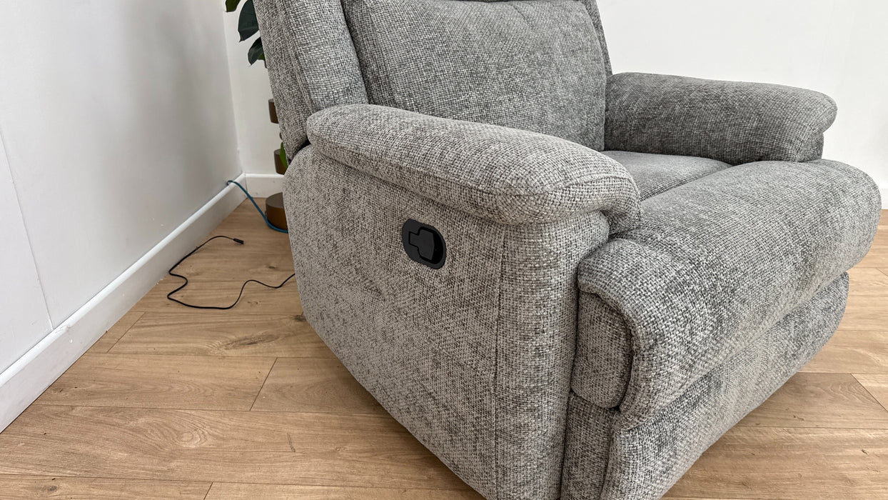 Sofology Gracie Fabric Chair Manual Recliner in Hopsack Chenille Platinum