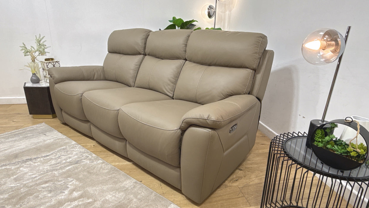 DFS Nevara Leather 3 Seater Power Recliner in Camel