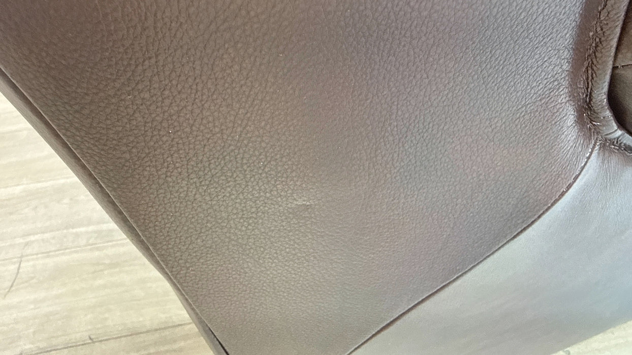 Sofology Darcy Leather Accent Wing Chair with Studs in Trusty Supersoft Sheen Chestnut