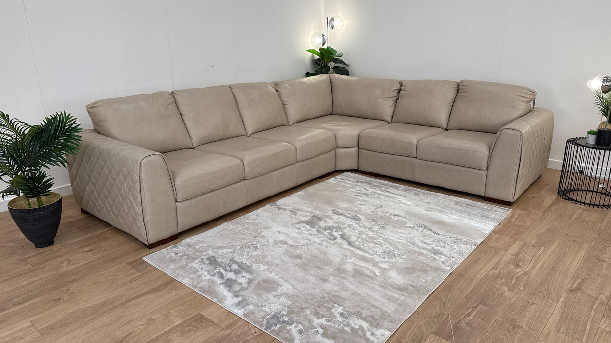 Mazzini 3 Corner 2 - Leather Sofa - Dakota Ice