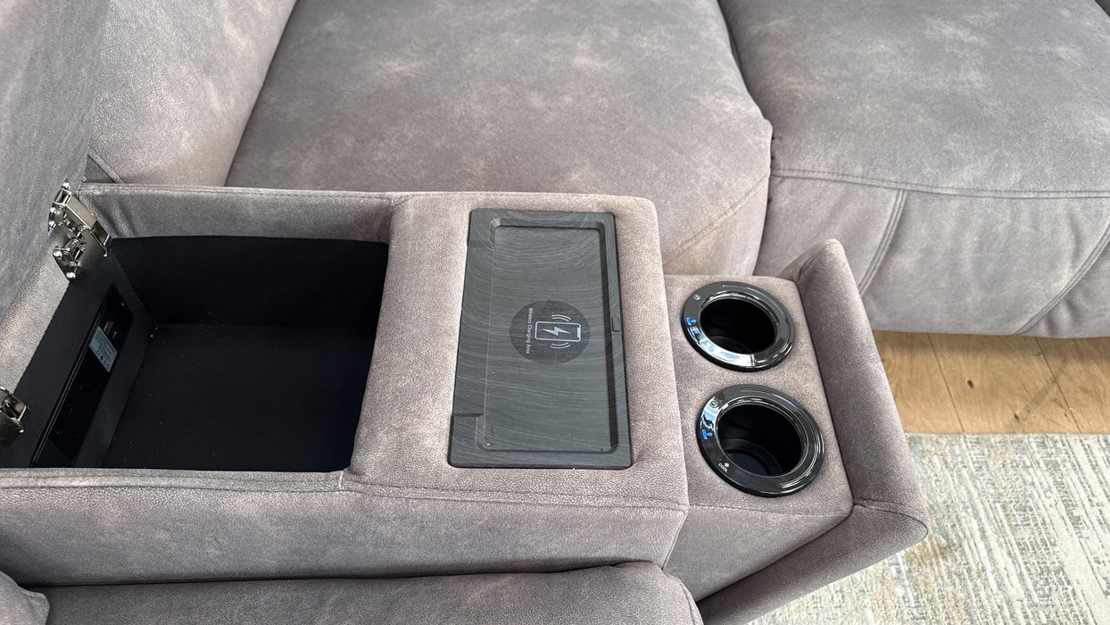 Sofology The Ravello Fabric 1 Corner 2 Console Power Recliner/Headrest in Lifestyle Flecked Mocha