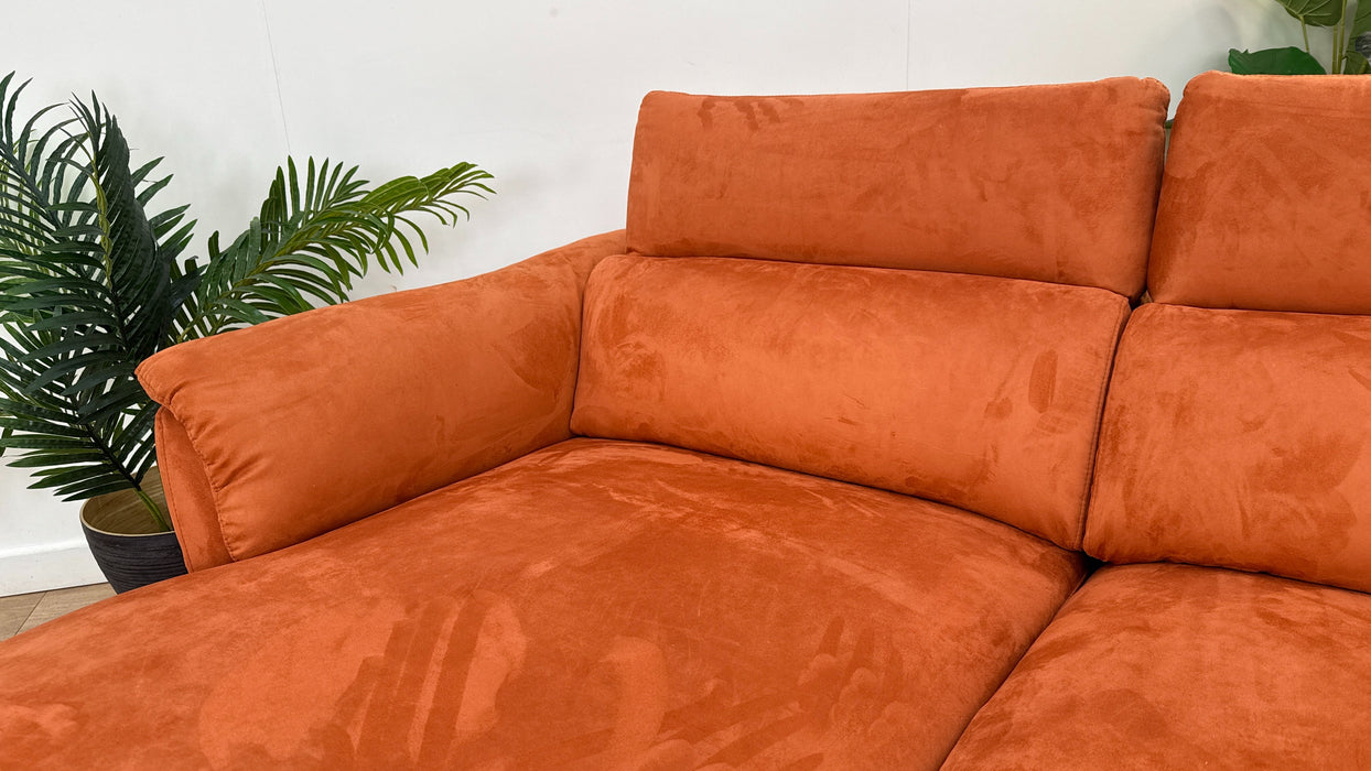 Sofology The Missouri 3 Seater Recliner Chaise in Lifestyle Plush Fabric Burnt Orange