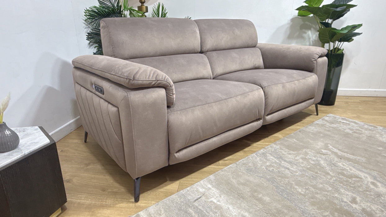 Sofology Fratelli Fabric 2.5 Seater Power Recliner/Headrest in Lifestyle Flecked Nutmeg