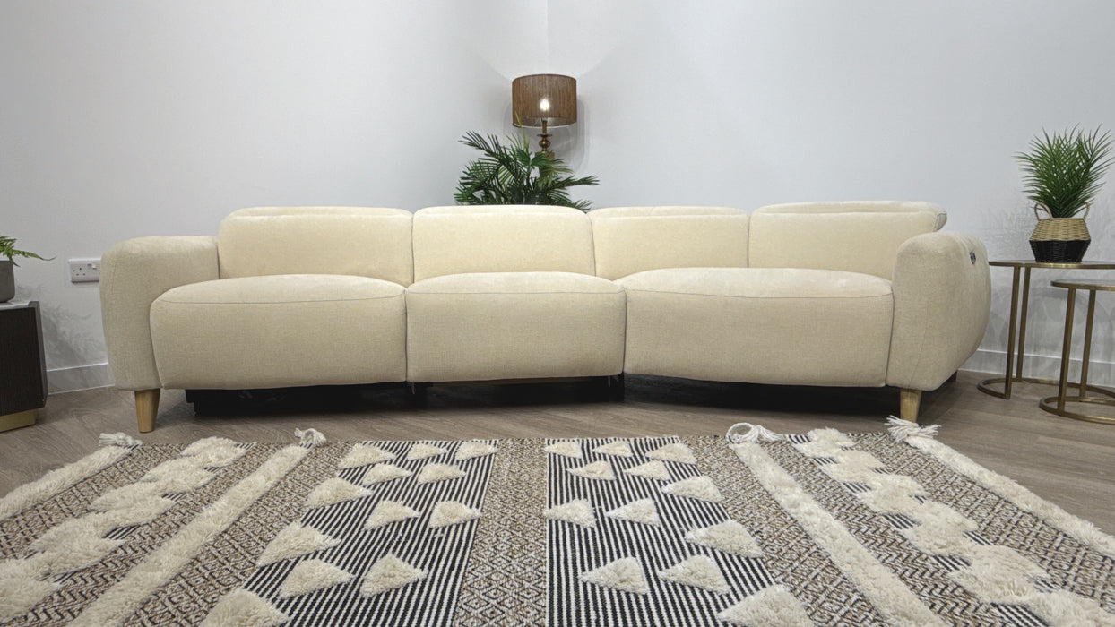 Sofology Larson 4 Seater Asymmetrical Fabric Sofa Single Power Recliner