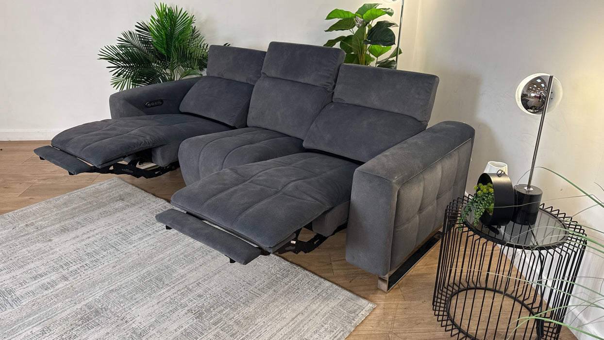 Sofology Marvella Fabric 3 Seater Power Recliner/Headrest in Lifestyle Flecked Charcoal
