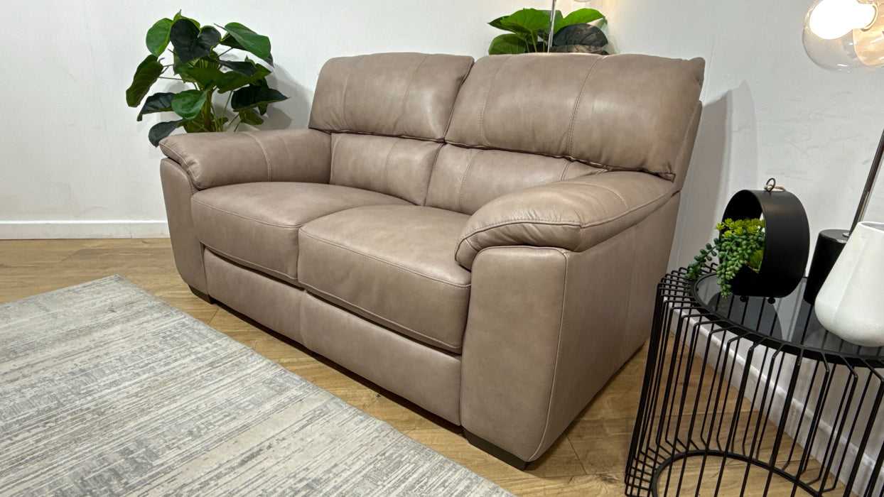 Sofology Santina Leather 2 Seater in Relaxed Soft Stone