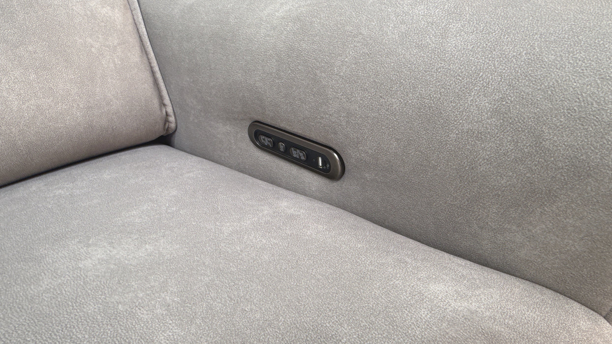 Sofology Premiere Fabric 3 Seater Cinema Sofa Consoles Power Recliner/Headrest x 3 in Lifestyle Flecked Stone