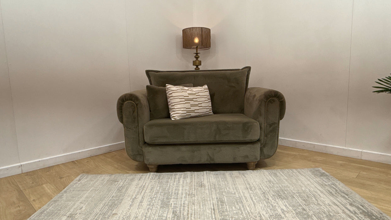 Sofology Chamonix Loveseat in Soft Short Pile Faux Fur Sage Mix