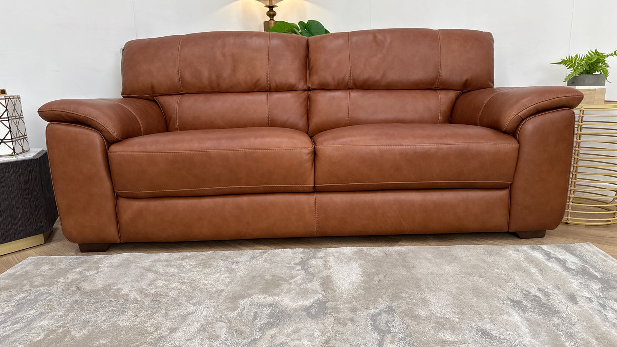 Sofology Santina Leather 3 Seater in Relaxed Soft Tan