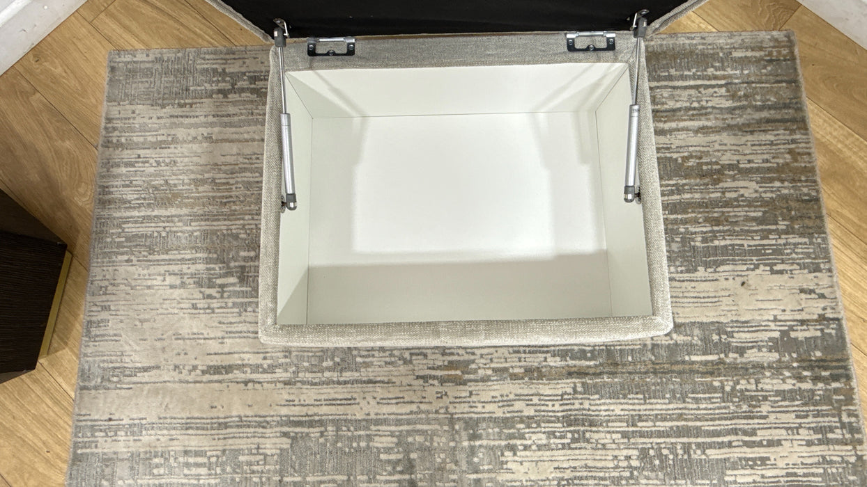 Sofology Brixton Fabric Storage Footstool in Linen Look Chenille Truffle