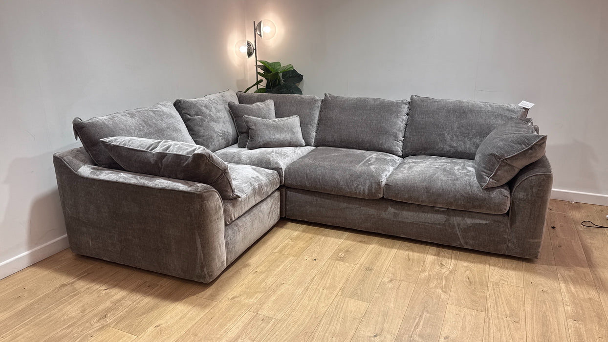 Sofology Georgio Fabric 1 Corner 3 Feather Flex Seats in Luxe Chenille Pewter