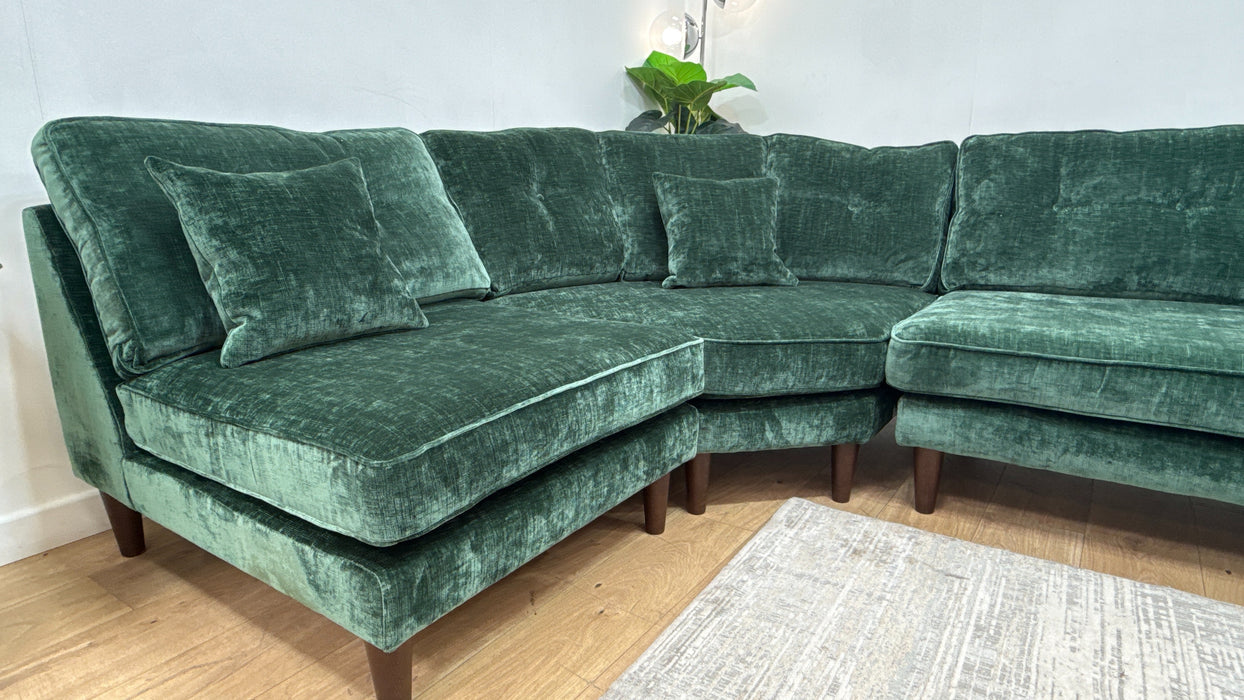 Sofology Cricket Fabric Open End 1 Corner 2 Sofa in Chenille Forest Green