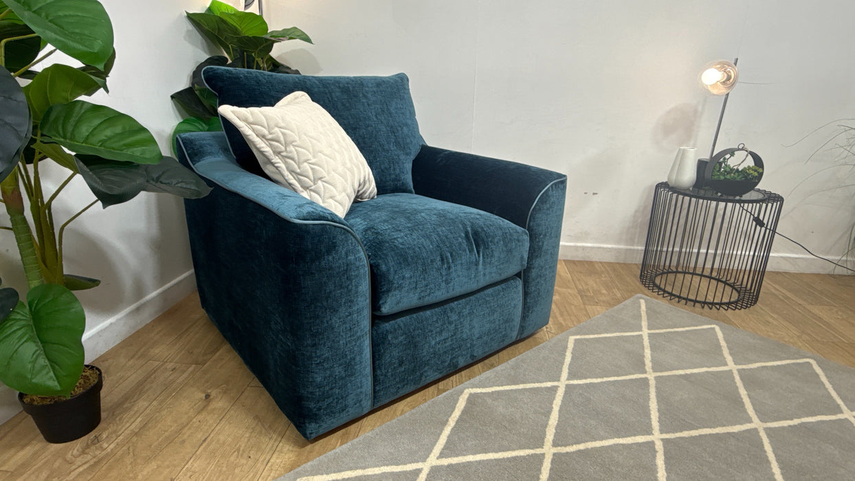 Sofology Georgio Fabric Chair Extra Flex Seats in Luxe Chenille Teal Mix