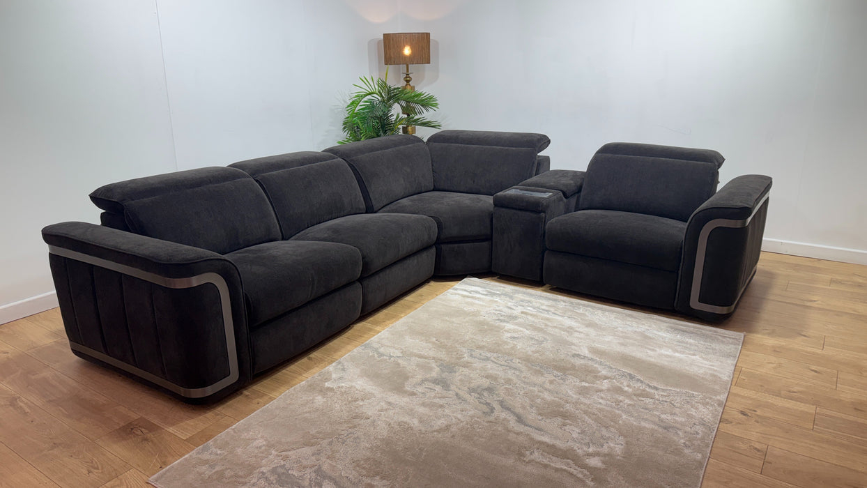 Sofology Plaza Fabric 3 Corner Smart console 1.5 Power Recliner/Headrest Heated Seat in Relaxed Chenille Raisin