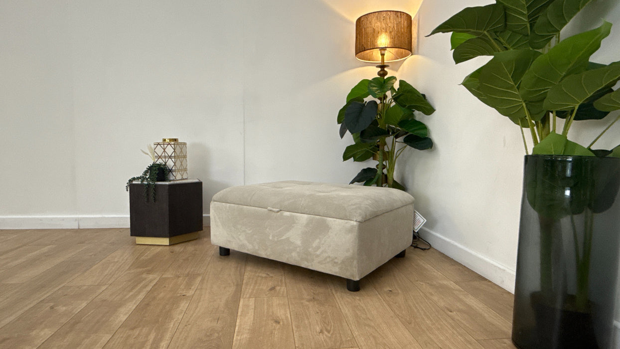 Sofology Ascot Fabric Storage Footstool in Soft Sherpa Stone