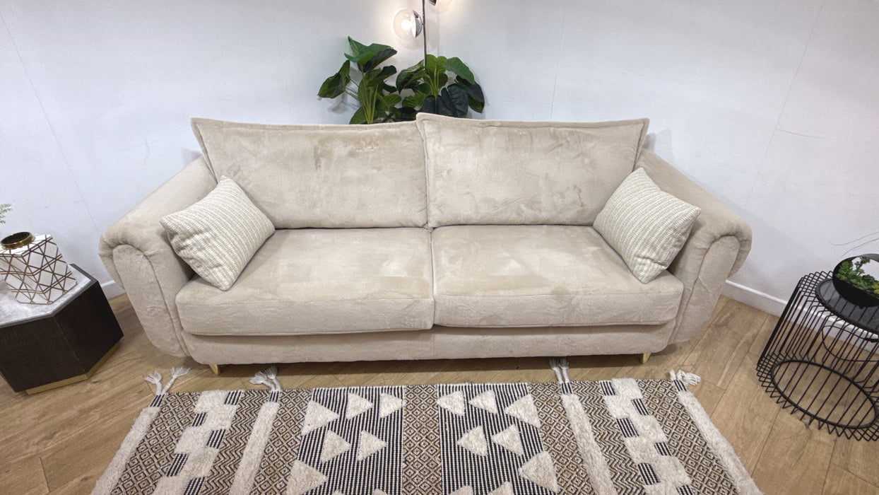 Sofology Chamonix Grande Sofa in Soft Short Pile Faux Fur Natural Mix