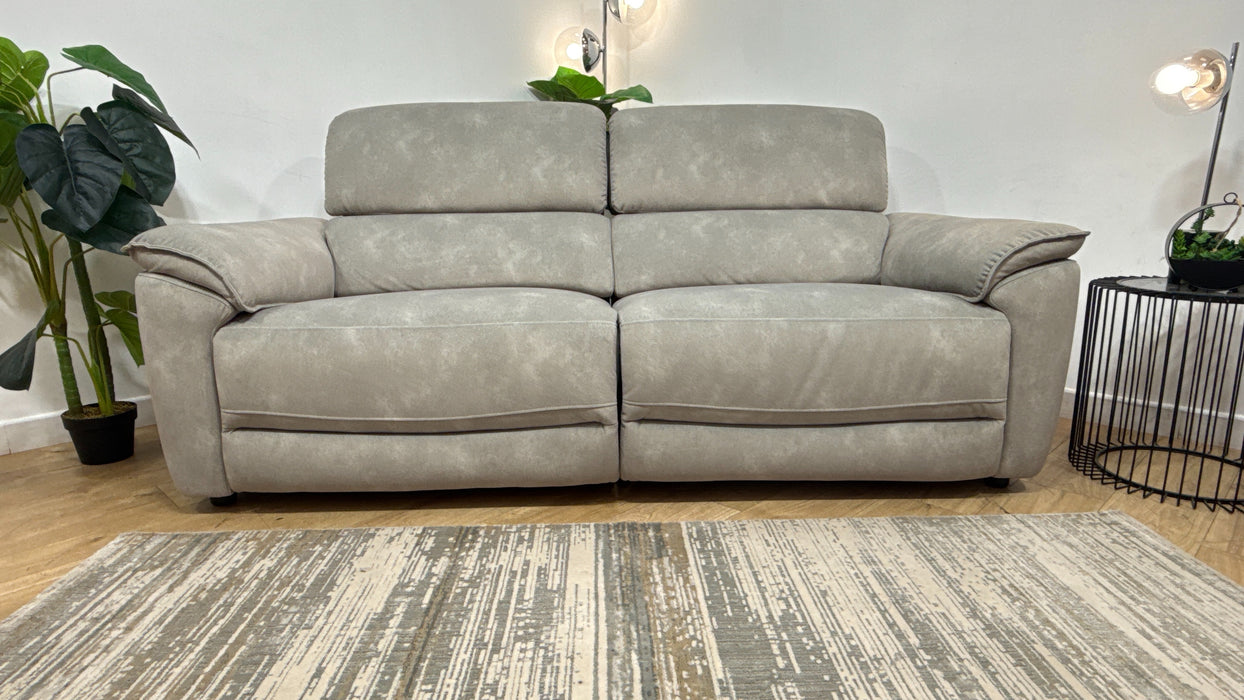 Sofology Hugo Fabric 2.5 Seater Power Recliner/Headrest in Lifestyle Flecked Stone
