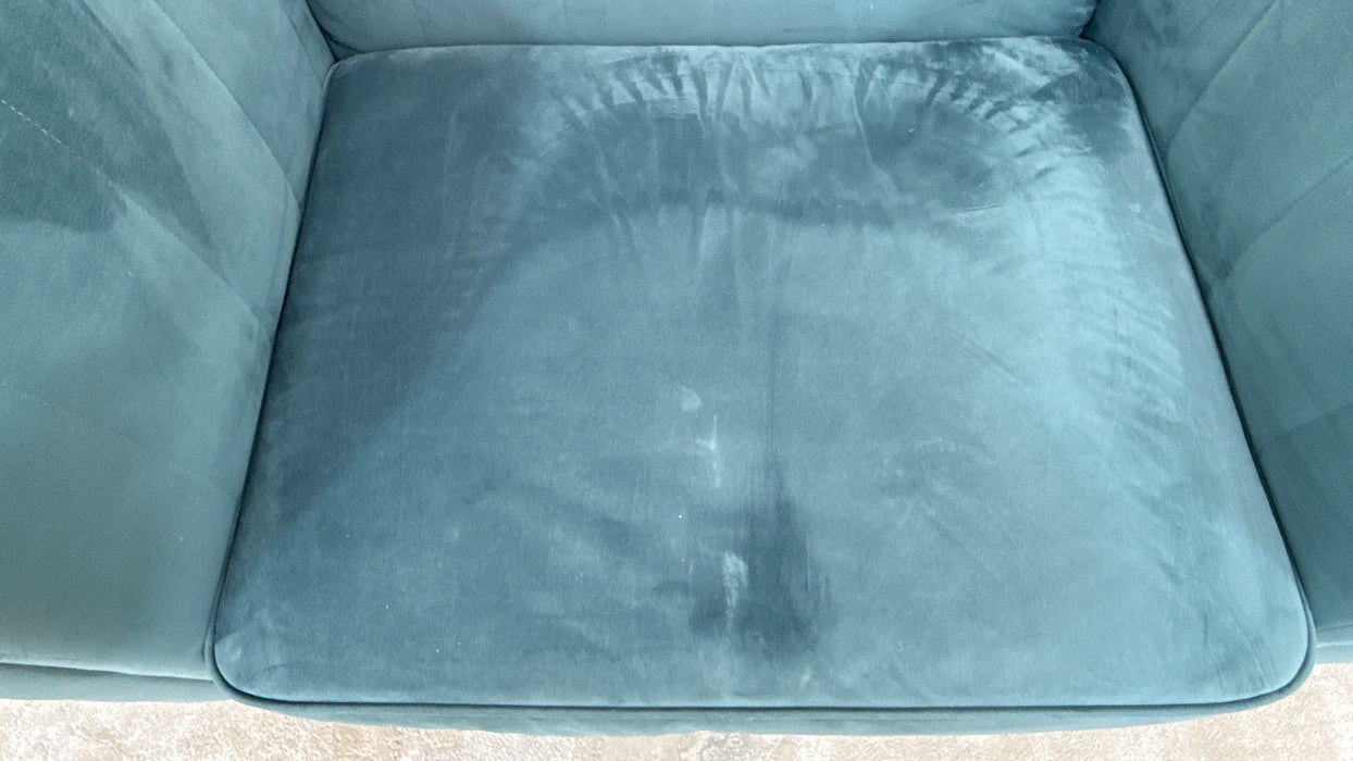 Sofology Fluted Isla Fabric Loveseat in Velluto Azure