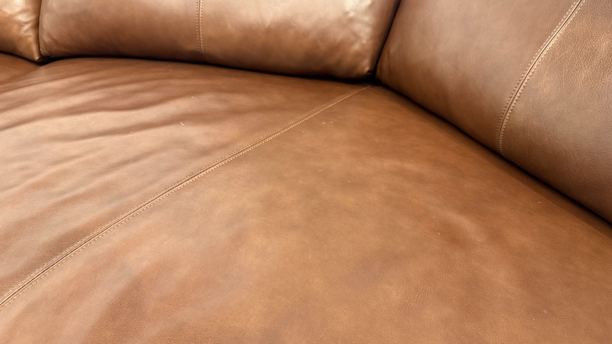 Sofology Adler Leather 4 Seater Asymmetric in Relaxed Soft Brown