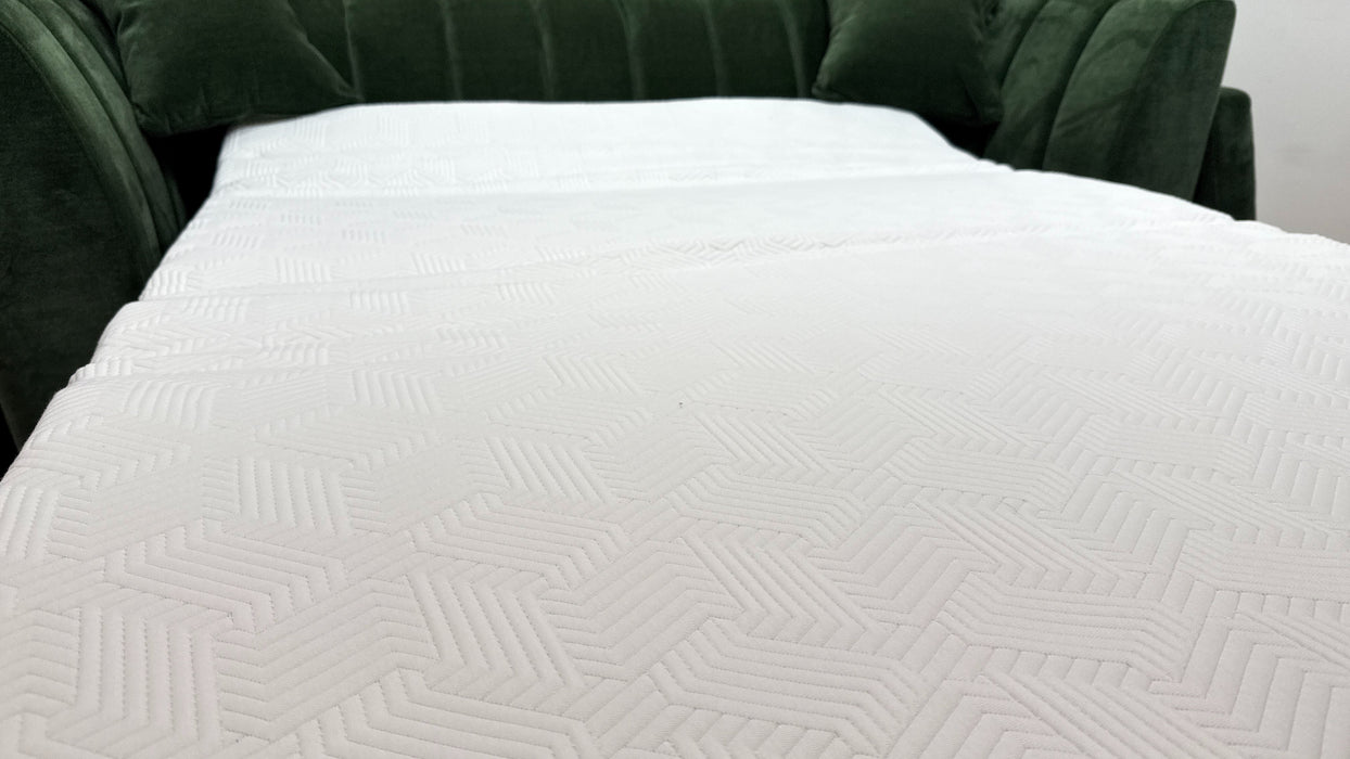 Sofology Downtown Fabric 3 Seater Sofabed Zoned Memory Foam Mattress in Soft Chenille Moss
