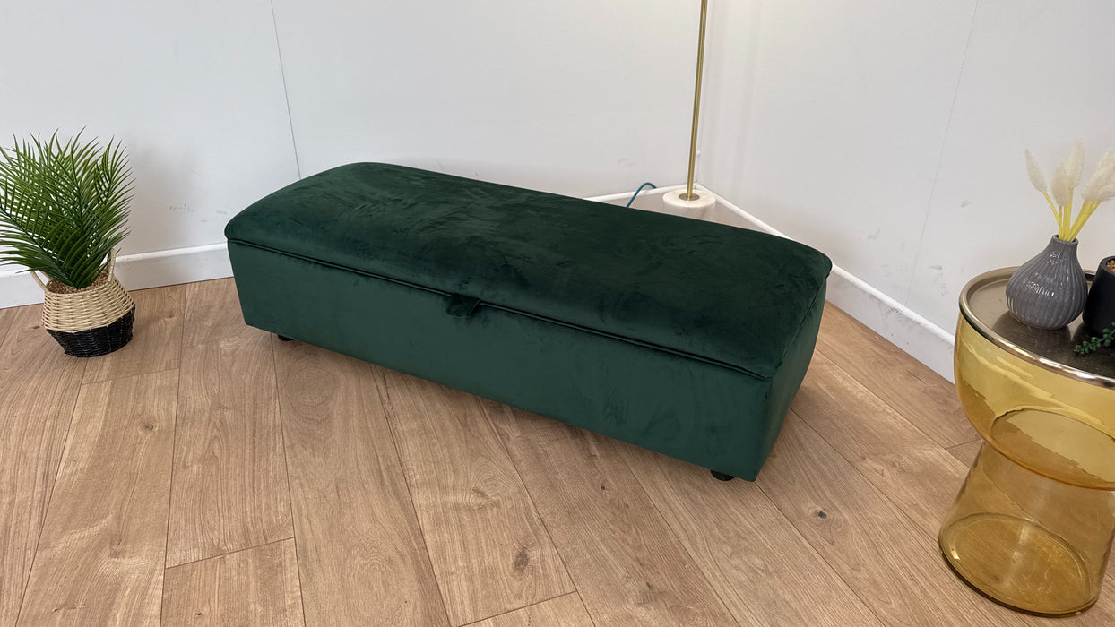 Islington Storage Footstool - Fabric Ottoman - Sleek Green