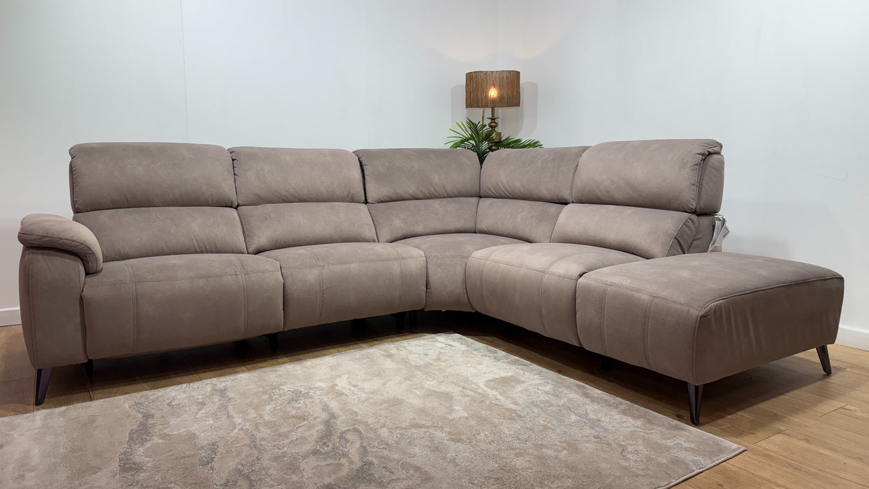 Sofology Bailey 3 Chaise Corner 3 Power Recliner In Lifestyle Flecked Fabric Nutmeg