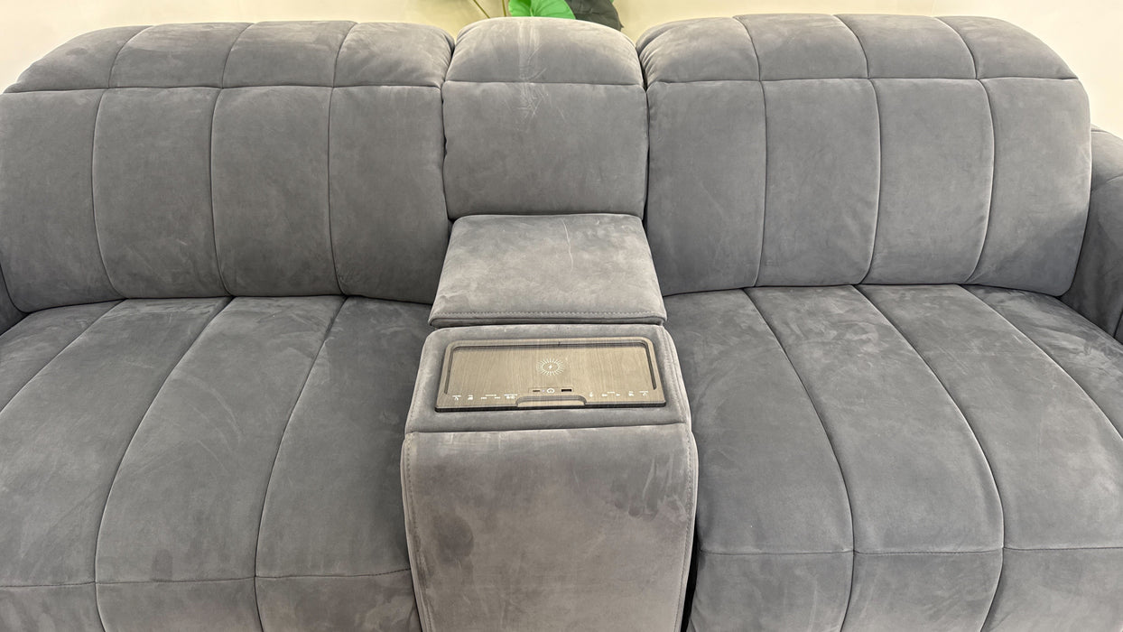 Sofology The Paramount Fabric 2.5 Seater Console Power Recliner/Headrests Speakers in Lifestyle Nubuck Feel Charcoal