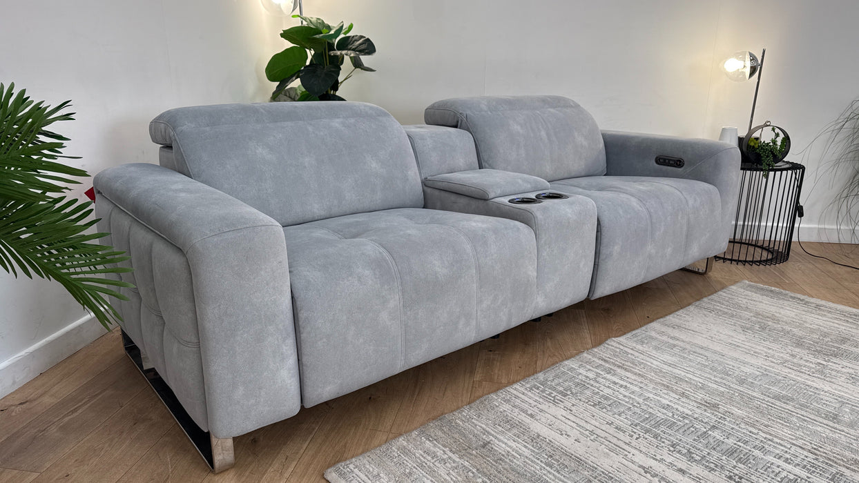 Sofology Marvella Fabric 2.5 Seater Console Power Recliner/Headrest in Lifestyle Flecked Silver