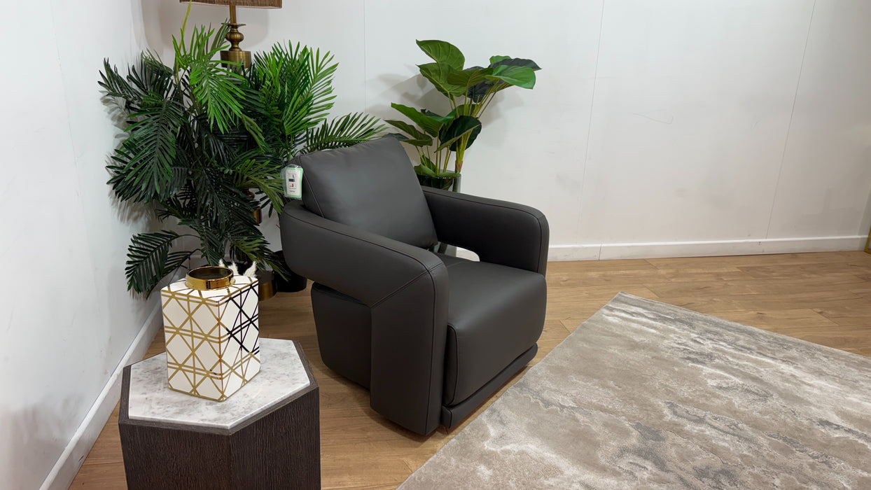 Sofology Flex Leather Accent Chair in Trusty Matt Charcoal