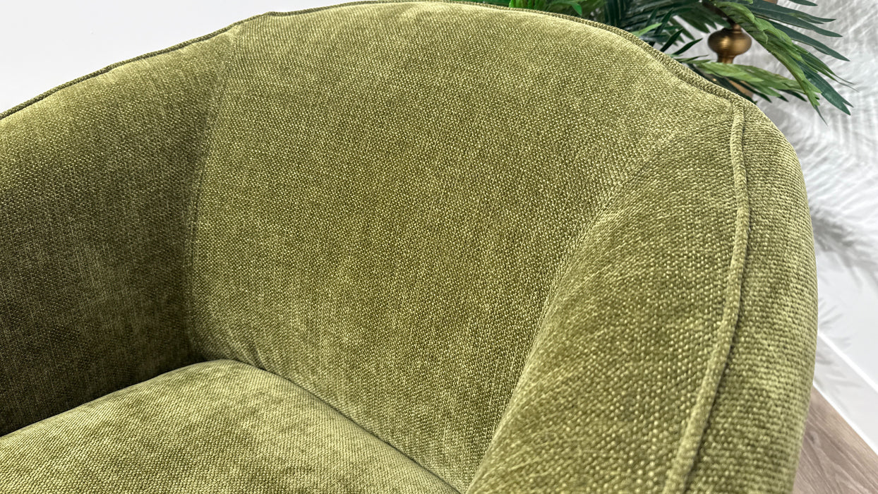 Sofology Larsen Fabric Chair in Chunky Linen Look Chenille Olive