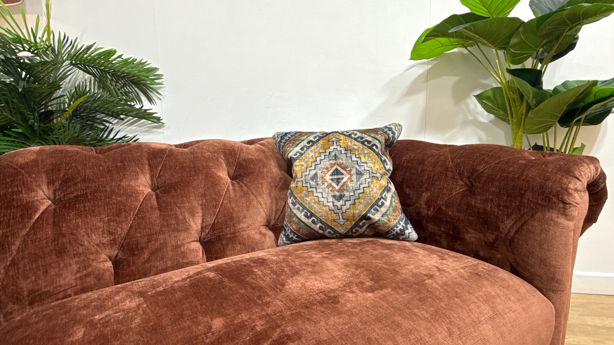 Sofology Kensington Fabric 4 Seater Split in Luxury Chenille Rust Mix