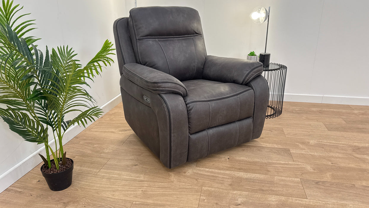 Vinson 1 Seater - Fabric Power Reclining Chair - Graphite