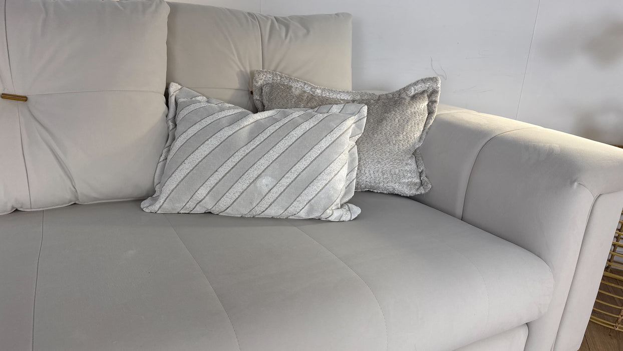 Sofology Oscar Fabric 4 Seater in Matt Velvet Ecru