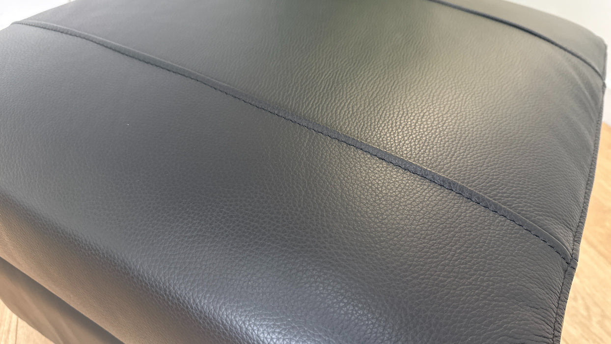 Sofology The Horizon Footstool in Trusty Embossed Leather Jet Black