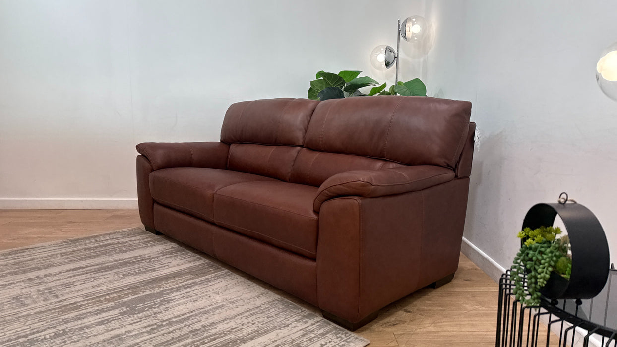 Sofology Santina Leather 3 Seater in Relaxed Soft Brown