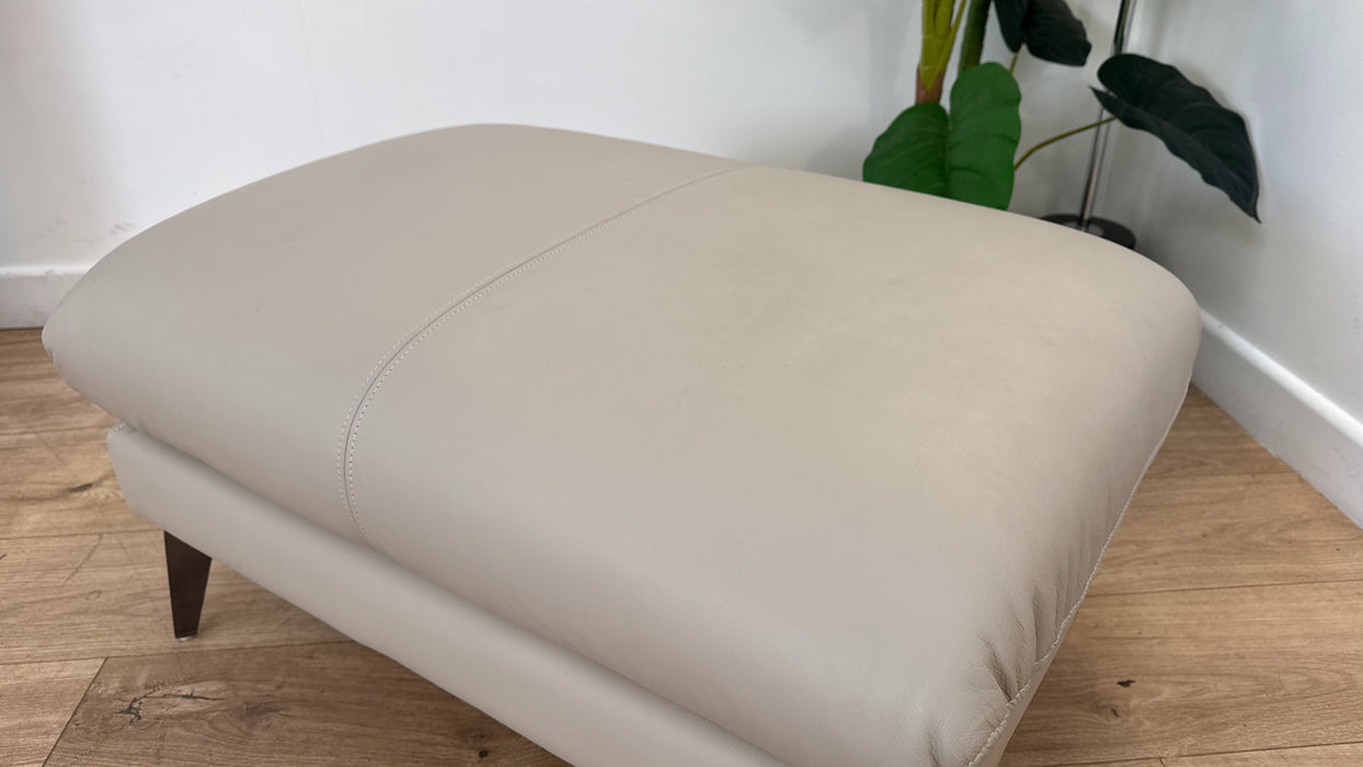 Sofology Adler Leather Designer Footstool in Trusty Matt Stone