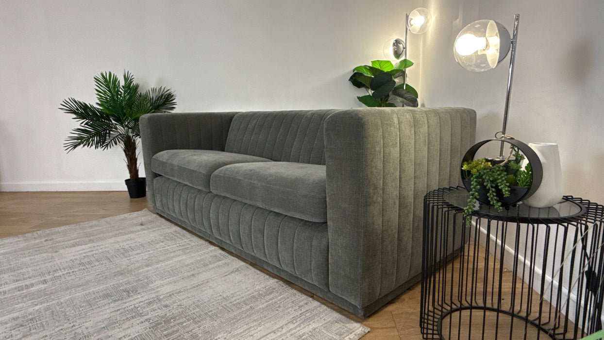 Sofology Astoria Fabric 4 Seater in Vintage Chenille Grey Sage Mix