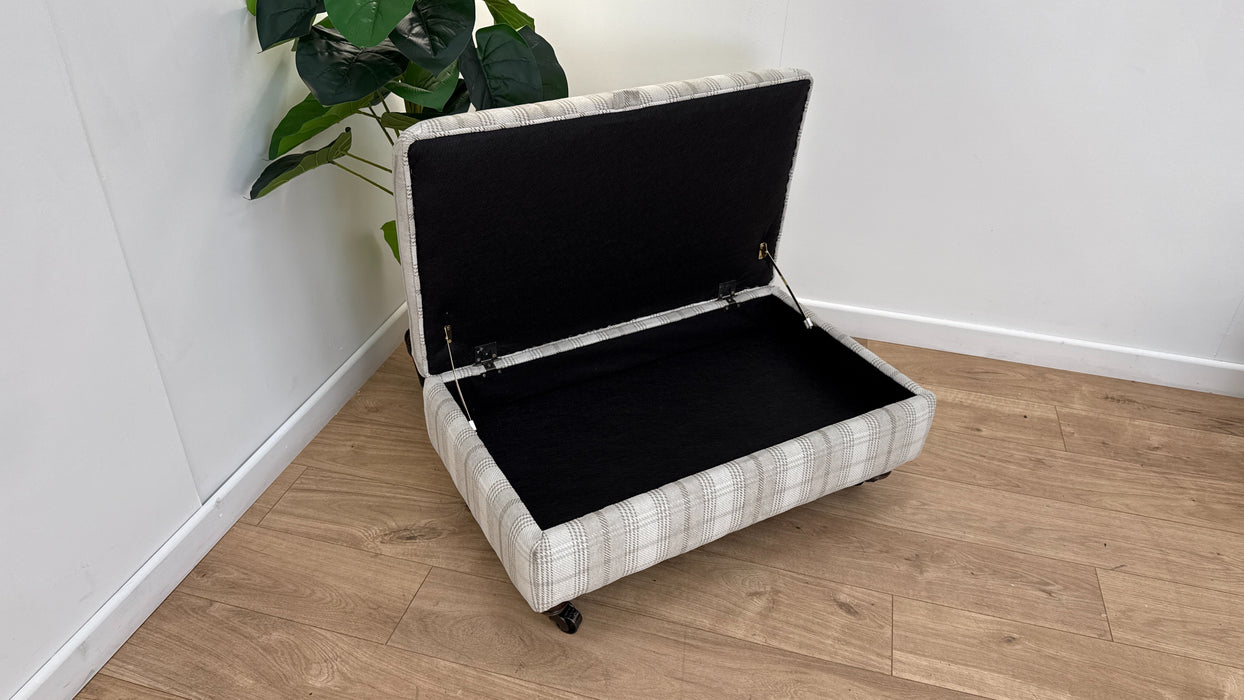 DFS The Wimborne Fabric Footstool in Check Stone