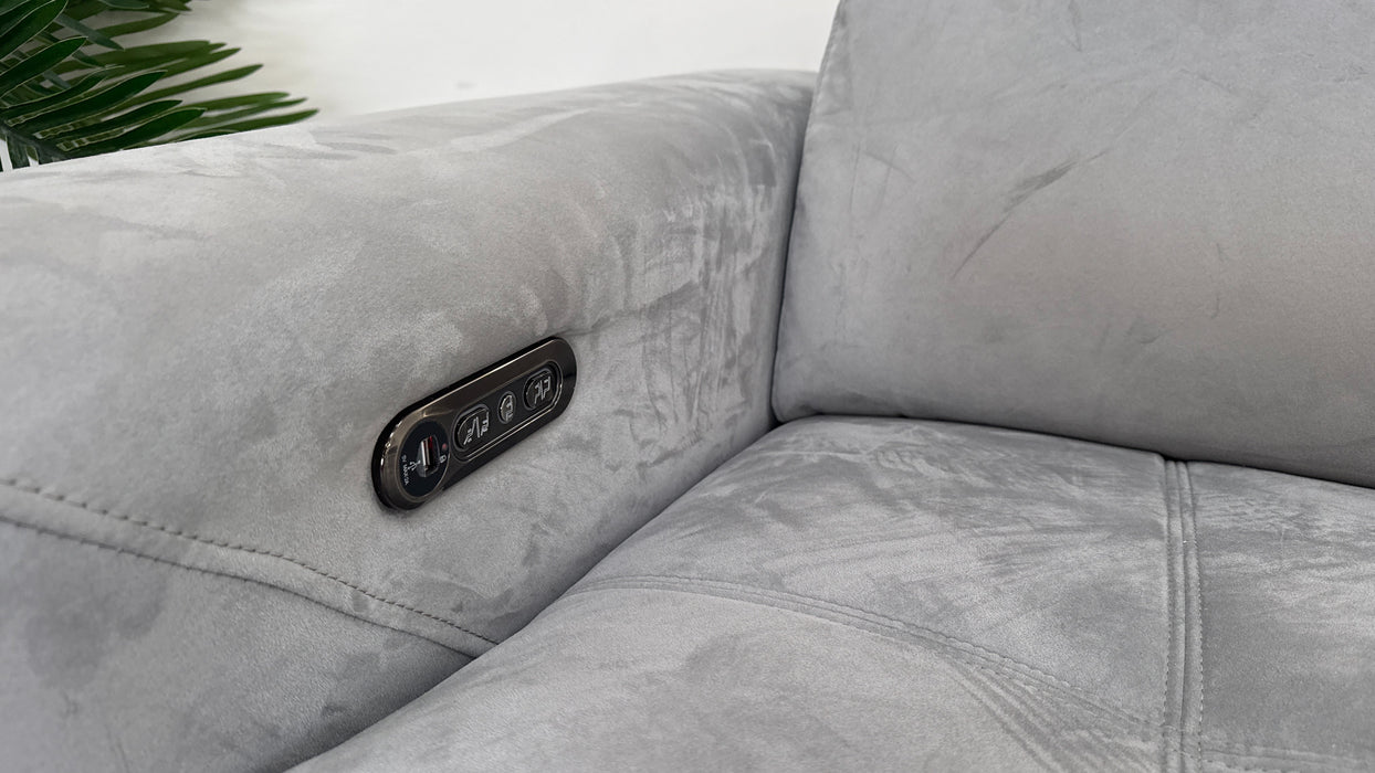 Sofology Marvella Fabric 2.5 Seater Power Recliner/Headrest in Lifestyle Plush Silver