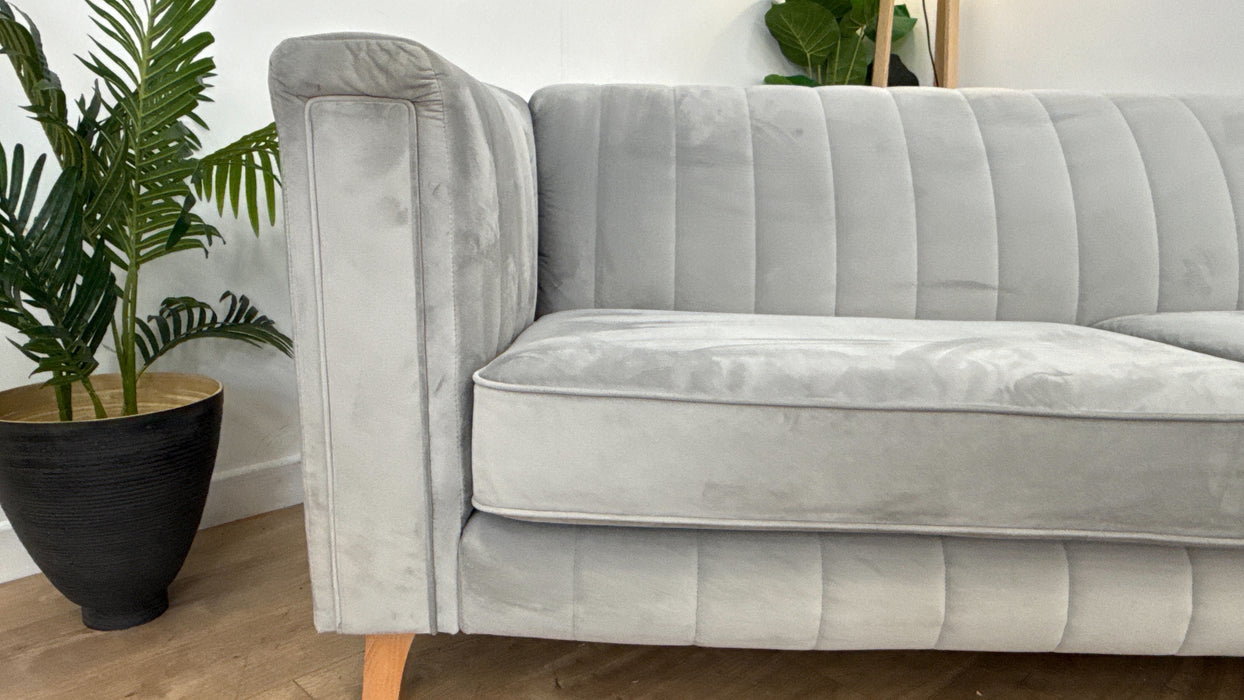 Sofology Fluted Isla Fabric 3 Seater in Velluto Silver