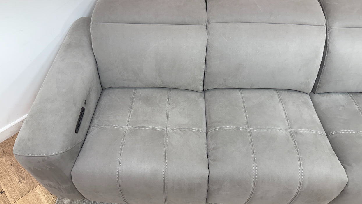 Sofology Marvella Fabric 3 Seater Power Recliner/Headrest Heated Seats in Lifestyle Nubuck Feel Light Grey
