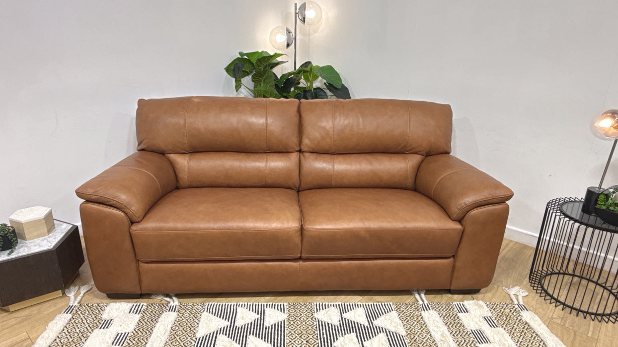 Sofology Santina 3 Seater Leather Sofa in Relaxed  Tan