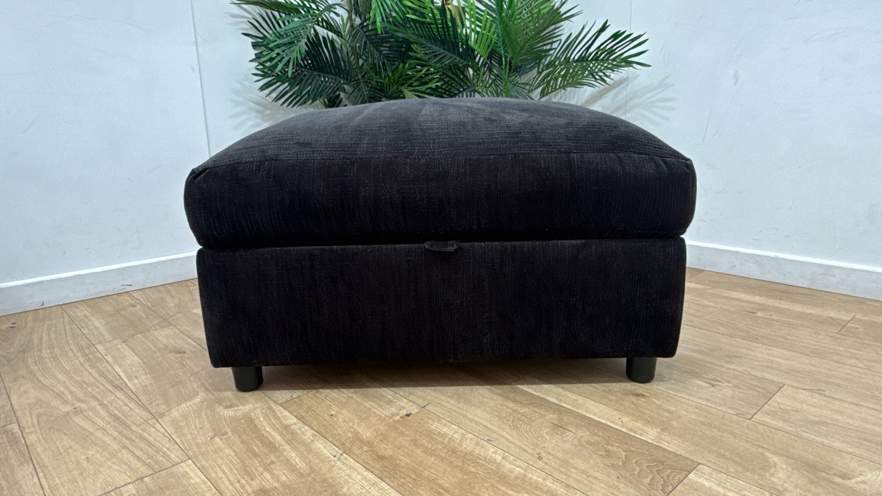 Sofology Moderna Fabric Storage Footstool Extra Flex Interior in Soft Slub Chenille Anthracite