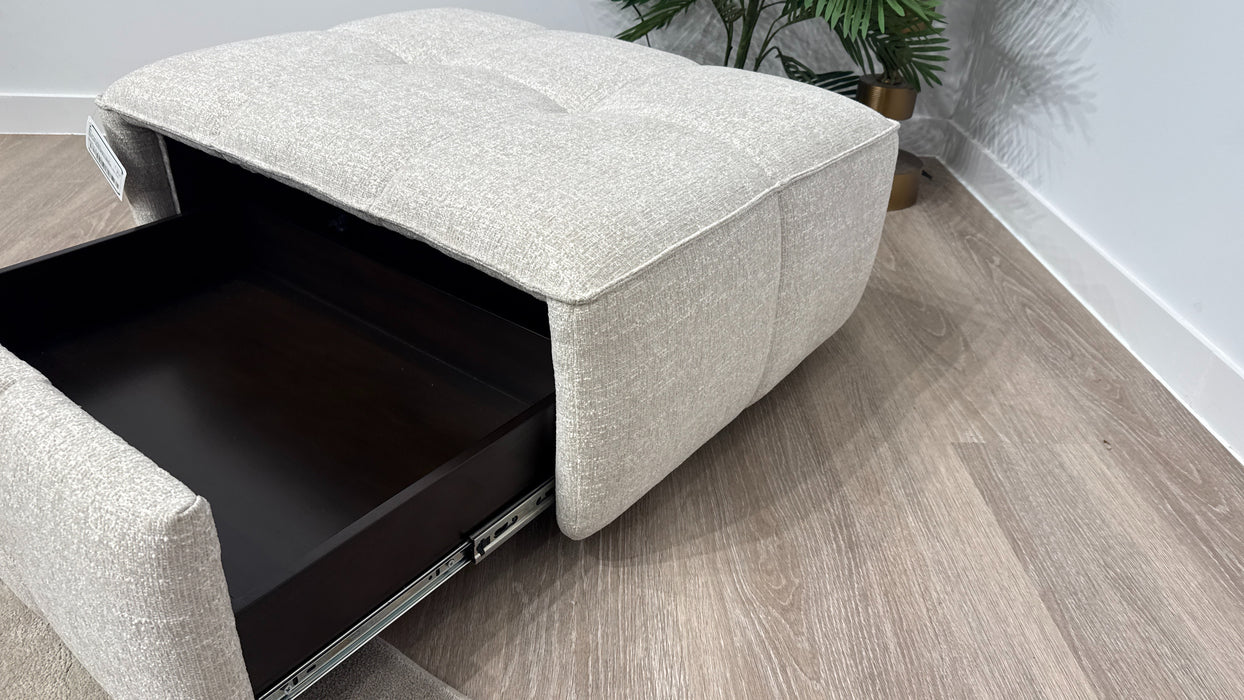 Sofology Lumiere Fabric Storage Footstool in Cream