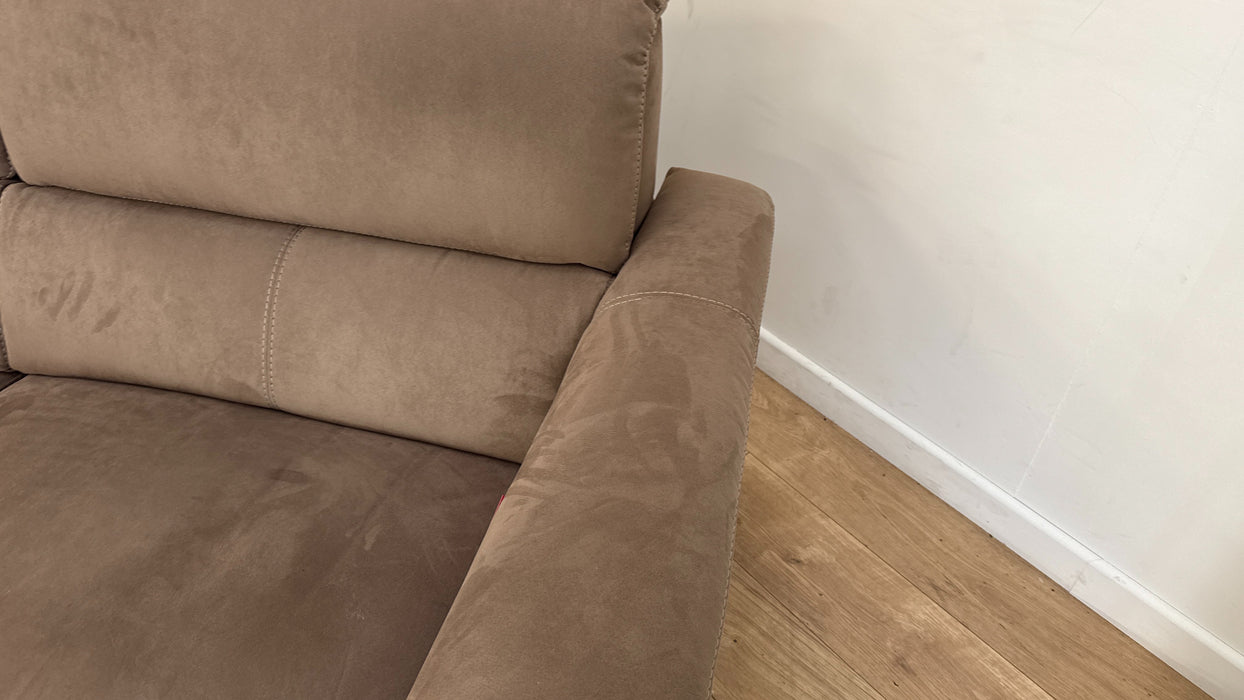 Sofology Illinois Fabric 3 Seater Power Recliner/Headrest in Lifestyle Textured Cappuccino
