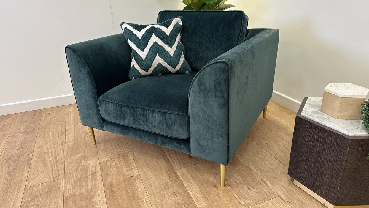 Sofology Moxie Fabric Chair in Deep Teal/Chevron Teal Mix