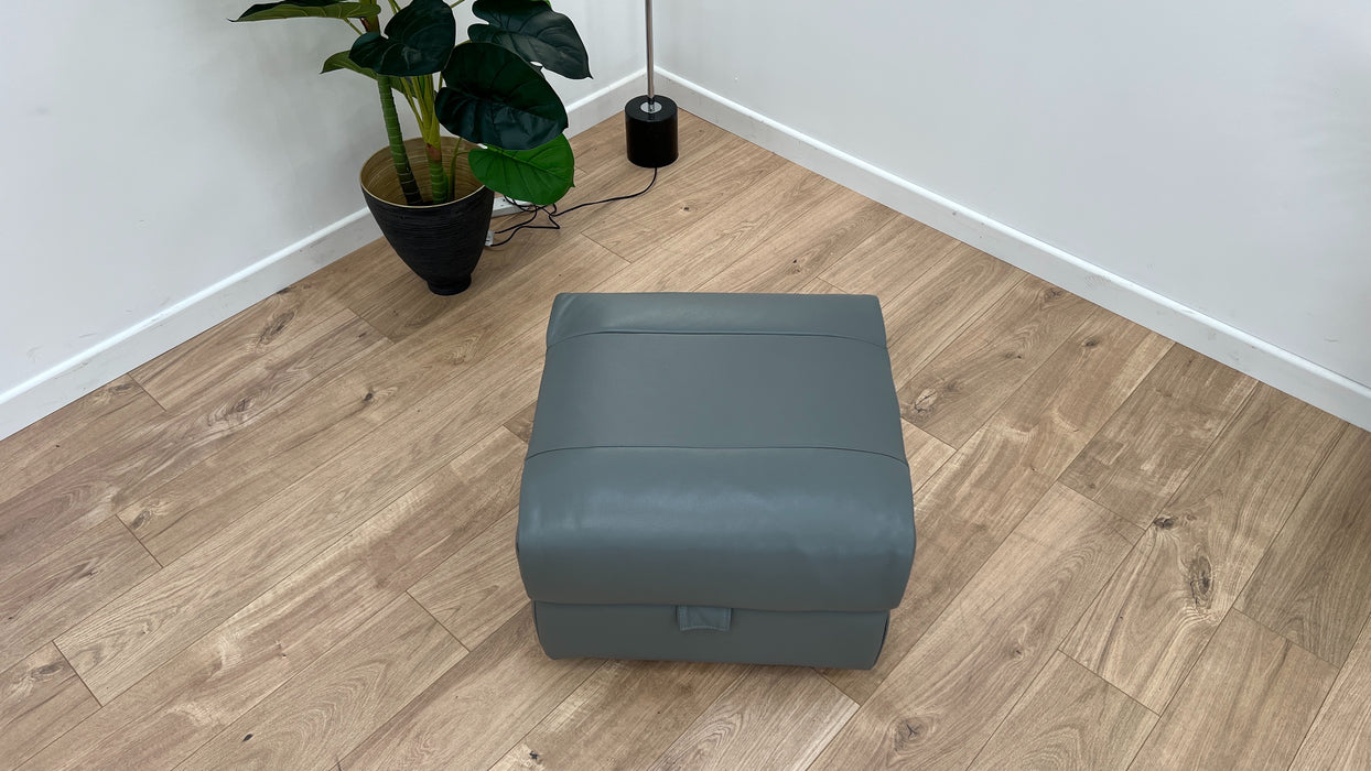 Marvella  Storage Footstool - Leather - Granite Teal